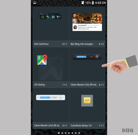 Chọn Widgets